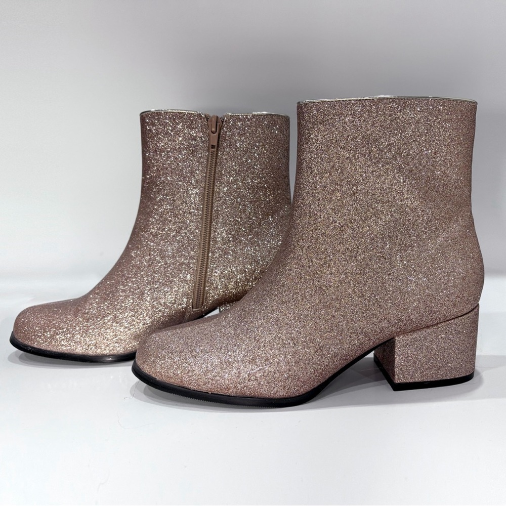 Forever 21 Champagne/Pale Rose Gold Sparkly Ankle Boots | Size 6.5